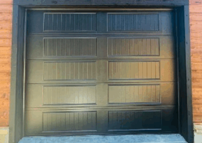 black grooved single car garage panel
