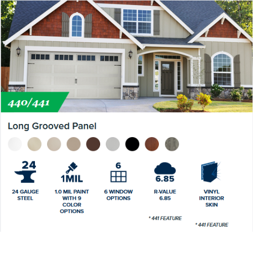 Long Grooved Panel Garage Door long grooved panel