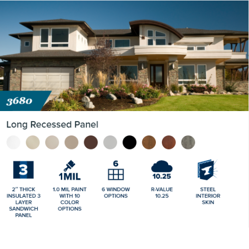 long recess panel two car garage