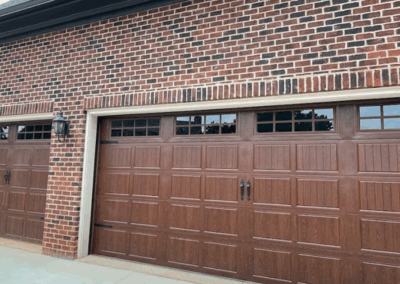 louvred panel wood overlay three car garage
