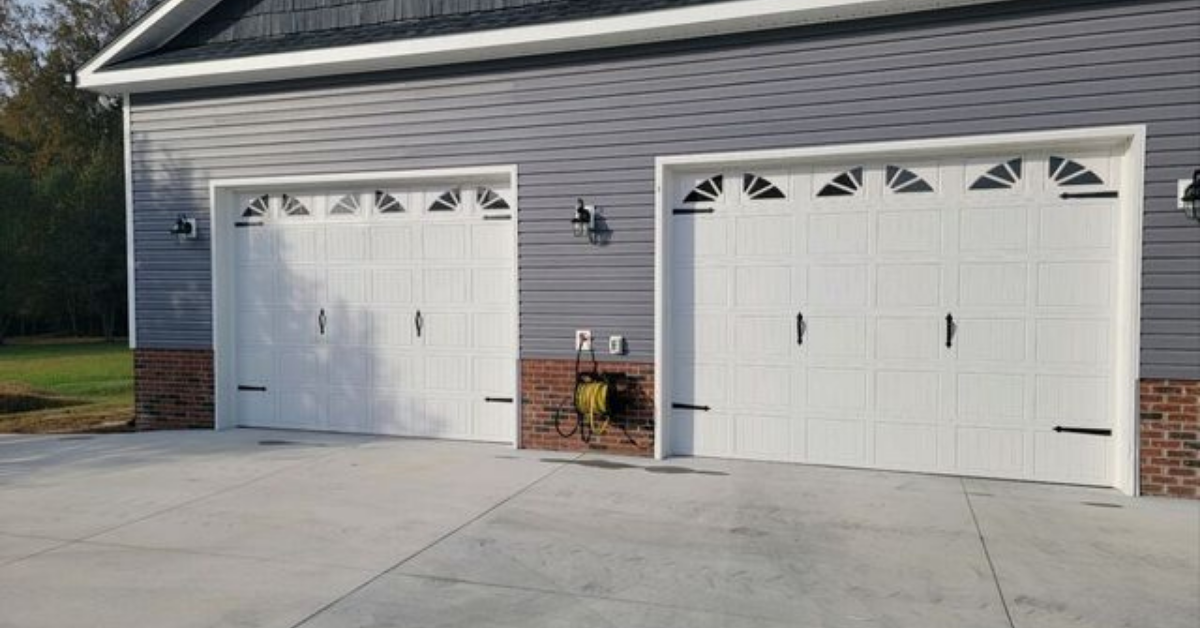 three car short recess panel garage