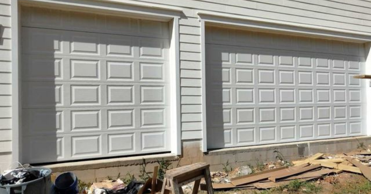 three car traditional raised panel garage