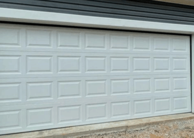 traditional white raised panel garage door