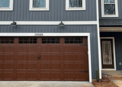 two car wood overlay panel garage door