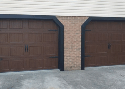 wood overlay grooved panel two car garage